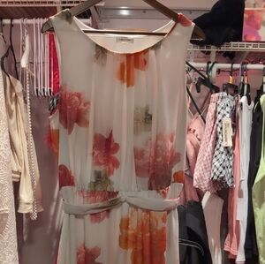 Calvin Klein Floral Maxi Dress - White and Red